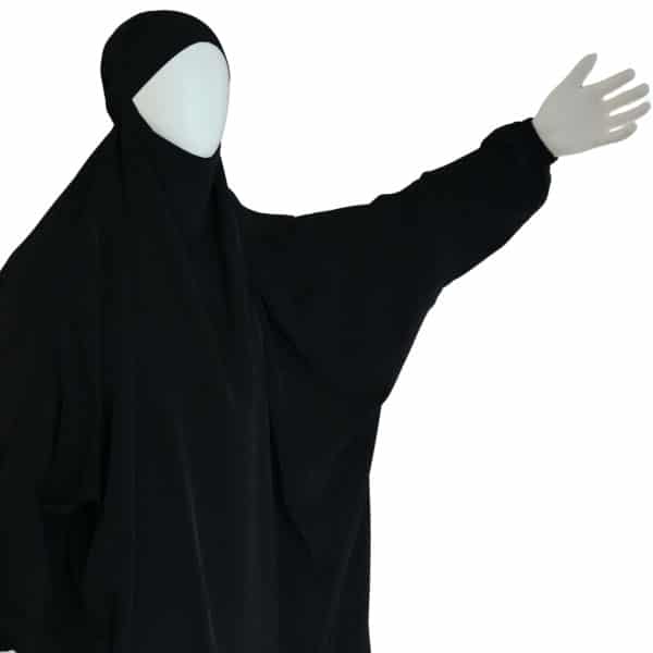 jilbab noir 1 pièce bras en haut