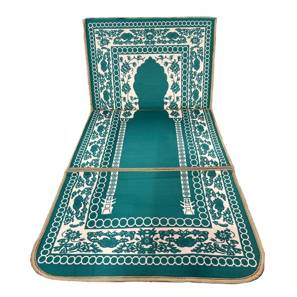 Tapis de prière avec repose-dos – motif oriental vert émeraudes - Umashop